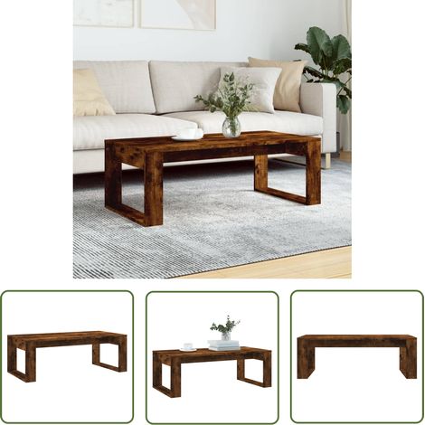 The Living Store Couchtisch Räuchereiche 102x50x35 cm Holzwerkstoff - Couchtisch - Wohnzimmerstil - Modernes Sofa - Holzmöbel - Esszimmertisch (1/5)