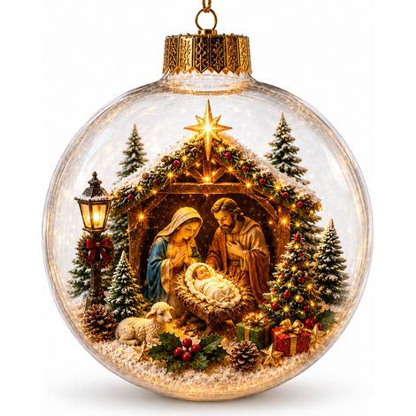 Boule à neige lumineuse 3D en acrylique transparent, ornement de Noël avec un adorable koala à suspendre au sapin pour les fêtes. (1/5)
