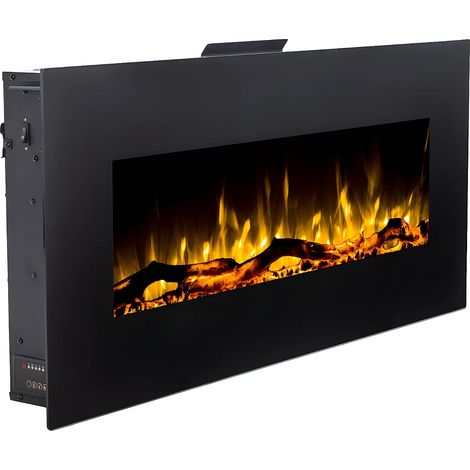 Camino elettrico LALITA - L110 x P14 x H49 cm - Nero (1/5)