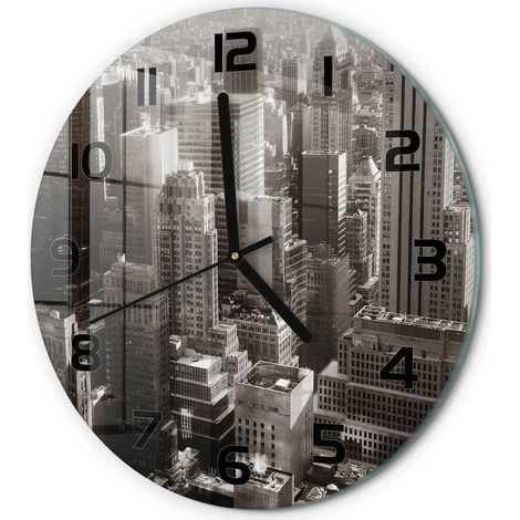 Horloge Murale Ronde Chambre Bureau Verre Silencieuse Design Moderne Élégant New York fi 30 cm (1/5)