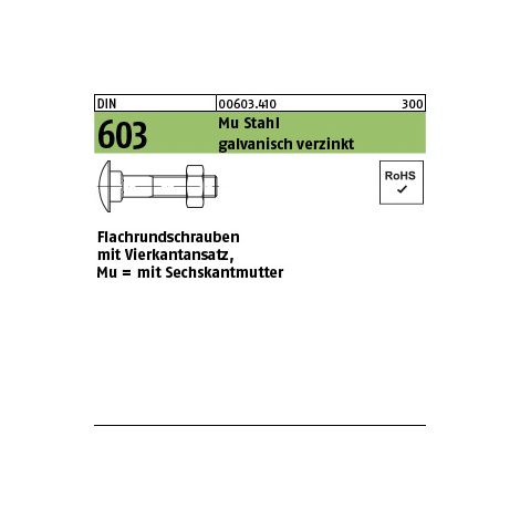 Flachrundschraube DIN 603 Vierkantansatz/6-ktmutter M5x35 Mu 4.6 verz. 200St. (1/3)