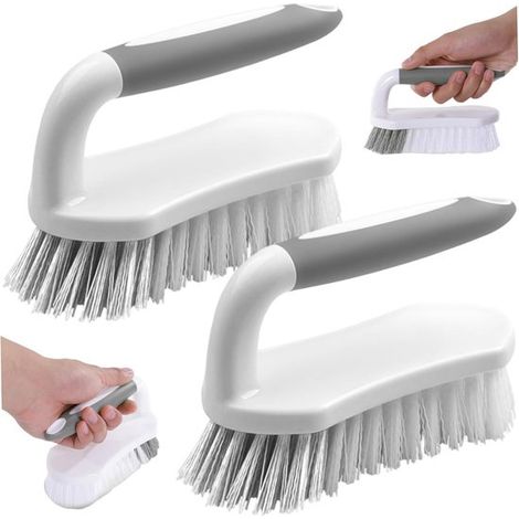 Confezione da 2 spazzole per la pulizia, adatte per scarpe e vestiti, realizzate in plastica resistente. Ideali per pulire vestiti, scarpe, lavandini e fessure. Colore grigio, dimensioni: 15710,5 cm.