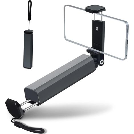 Lntyq Support de Téléphone Pliable pour Avion, Aluminium Porte-Téléphone pour Voyages, 360° Rotatif, Mini Format de Poche, Handsfree Phone Stand für Table à Plateaux, Voyage Accessoires, Gris