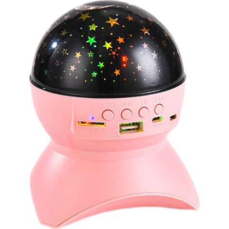 Filiyano – Projecteur lumineux rechargeable Bluetooth avec musique et lune/étoiles rotatives, veilleuse pour bébés filles et garçons (rose), idéal
