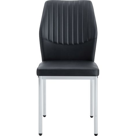 Lot de 4 chaises de salle à manger noir et argent en PU avec pieds métalliques (1/5)
