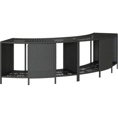 Étagère de rangement pour spa en résine rotin noir en deux parties