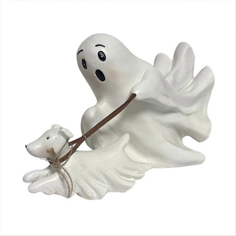 Statue de chien fantôme promenant, figurine fantôme mignonne en résine, décorations d'Halloween pour fête, maison, chambre, étagère, table A (1/5)