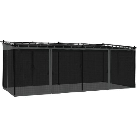 Tonnelle avec parois en filet anthracite 6x3 m acier (1/5)