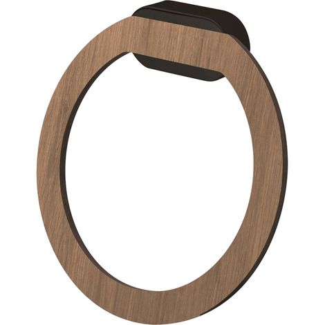 Toallero redondo Bergen, negro/madera (1/2)