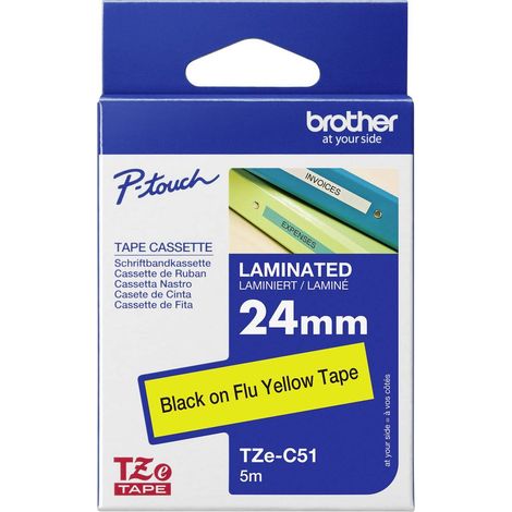 Brother TZe TZe-C51 Colore Nastro: Giallo segnale Colore carattere:Nero 24 mm 5 m (1/3)