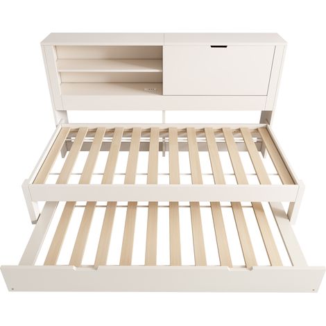Letto divano 90x200 cm con letto estraibile 90x190 e contenitore bianco MODENUIT (1/5)