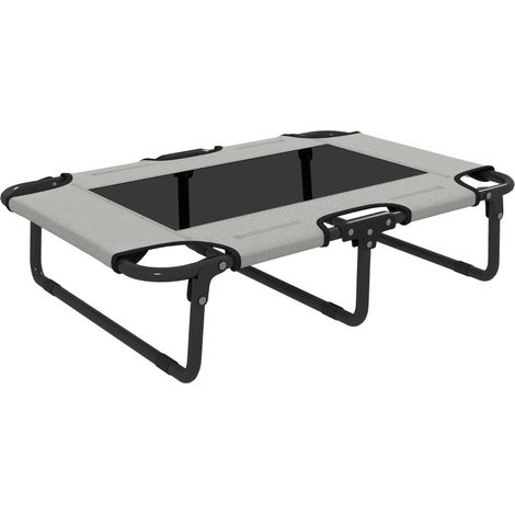 Erhöhtes Hundebett 75x51x18 cm Polyester hellgrau, klappbar, innen/außen – MEUBLIV (1/5)