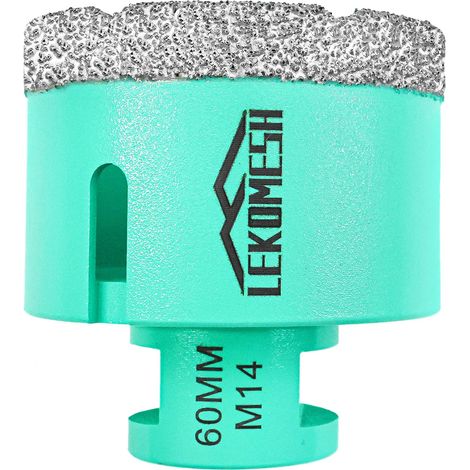 Forets Diamant Carrelage 60MM - Trépan Diamant Pour porcelaine Céramique Tuiles Marbre Granit Pierre Quartz Brasage Sous Vide Forets diamantés Filetage M14 pour Meuleuse D'angle (1/5)