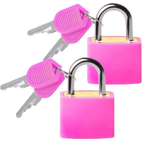 Kofferschloss Schlüssel Vorhängeschloss Gepäck Mini 2 Stück Rosa (1/5)