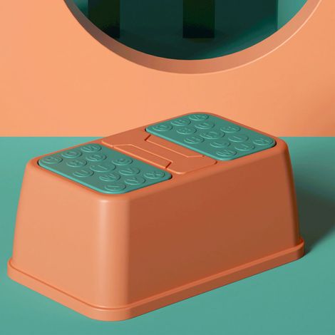 Tabouret bébé antidérapant, marchepied pour enfants, salle de bain, toilette, plastique, rouge corail, 1 étage (1/3)
