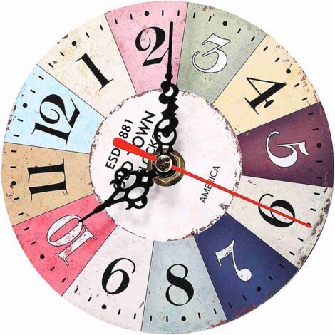 1Pc Antique MDF Round Wall Clock European Creative Art Style Home Office Decoration 5 (1/5)