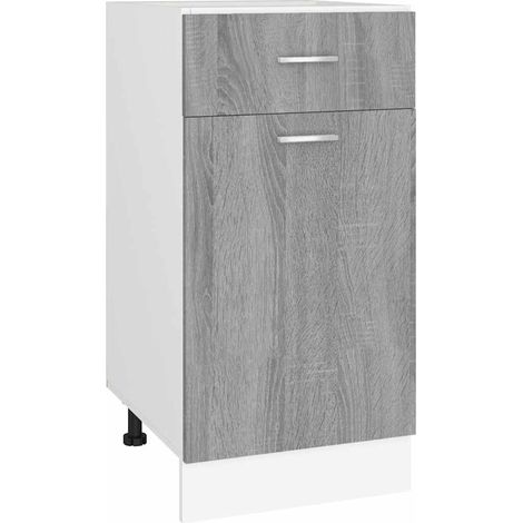 Armoire de cuisine de plancher à tiroir Design moderne, Armoire Etagère de rangement, Sonoma gris 40x46x81,5 cm OIB1044E (1/5)