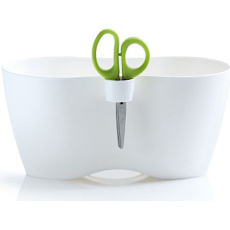 Kräutertopf weiß limes dublo mit Kräuterschere Blumentopf Pflanztopf