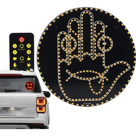Lumière Led Pour Doigt Et Signe De La Main De Voiture, Main Doigt D'honneur Led Voiture Avec Télécommande, Signe Fenêtre Arrière Conception Doigts Pour SUV, Hommes, Camion, Voitures (1/5)