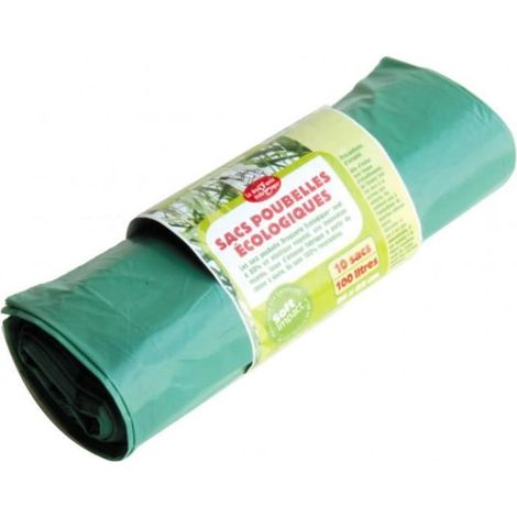 Rouleau 10 sacs poubelle éco-plastiques 100l (non bio) - La Droguerie Ecologique
