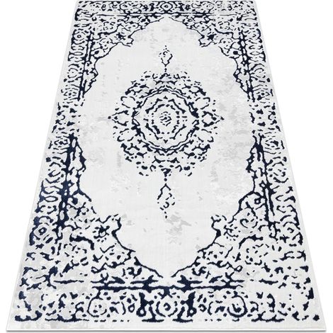 Teppich ALLURE 1961 Ornament, Rahmen - Strukturell, stilvoll, glamourös weiß / blau blue 160x220 cm