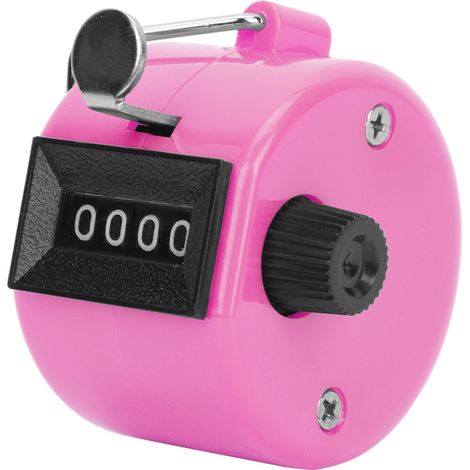 Compteur manuel BERM à 4 chiffres avec bouton de réinitialisation en plastique et crochet (rose) (1/5)