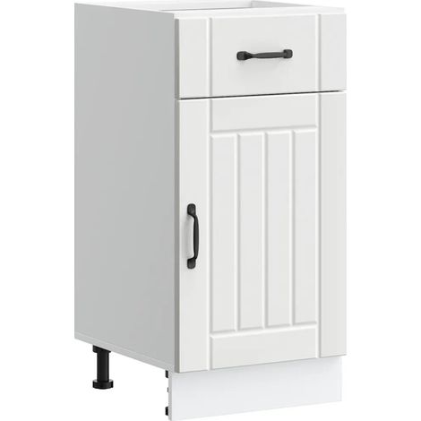 Mueble de cocina de diseño moderno de 40 x 46 x 81,5 cm gran capacidad de almacenamiento acabado liso en madera de ingeniería blanca 020050062 (1/5)