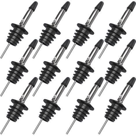 Set mit 12 klassischen konischen Ausgießern – Edelstahl – Likörauschen mit Gummistaubkappen (1/5)