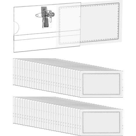 ® 100PCS Porte Badge Horizontal avec Épingle et Clip, 90mm x 56mm, Épaisseur de 0,35mm, PVC Transparent (1/5)