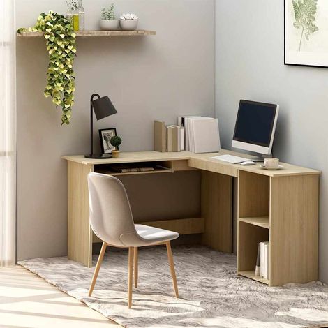 800750 L-Shaped Corner Desk Sonoma Oak 120x140x75 cm Engineered Wood vidaXL