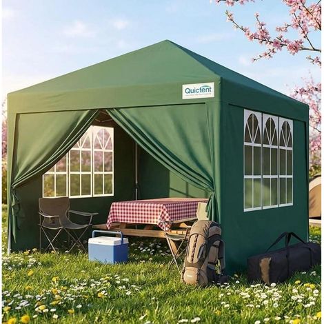 Faltpavillon 3x3m wasserdicht mit Seitenwänden, UV-Schutz 50+, Stahlrahmen, grün (1/5)