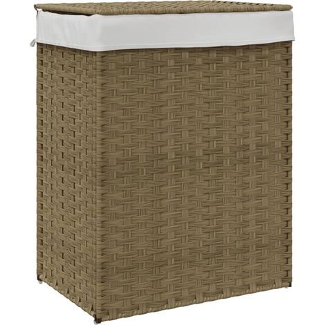 Panier à linge avec couvercle 46x33x60 cm résine tressée