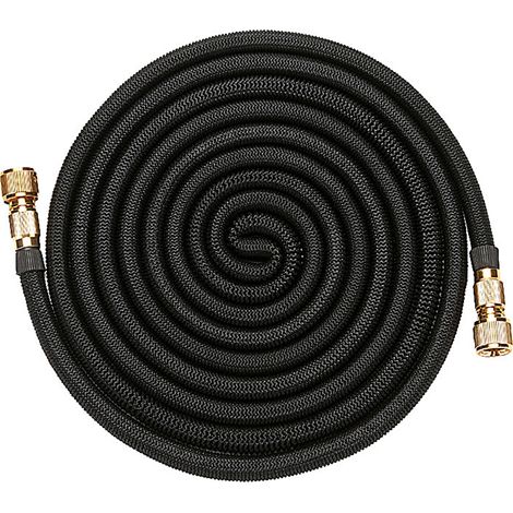 Tuyau d'arrosage extensible 3 fois Nylon-TPE Noir 300cm avec raccords en cuivre robustes (1/5)