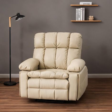 Fauteuil relax beige en flannelette 109 x 107 x 109 cm (1/5)