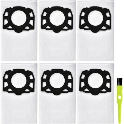 bolsas de repuesto para Karcher, compatibles con las aspiradoras Karcher KFI 357 KWD1, KWD2, KWD3, WD2 Plus, WD3, SE 4001, SE 4002, WD 3.200-WD 3.800 M, 2.863-314.0 (5 bolsas de filtro + 1 cepillo) (1/5)
