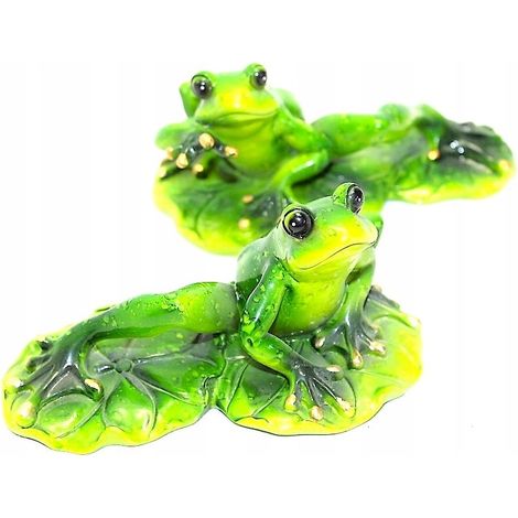 Lustige grüne Froschfiguren auf einem Blatt – „Entspannung auf einem Blatt“ (2 Ausführungen) (1/5)