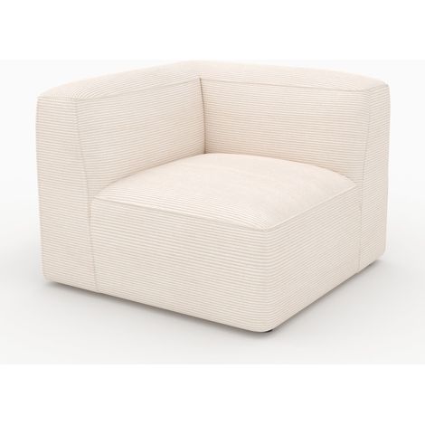 Angle gauche pour canapé modulable en velours blanc cassé - Mina (1/5)