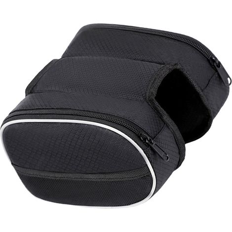 Sacoche de vélo en nylon Oxford noir, pour ranger en toute sécurité smartphones et objets essentiels. (1/3)