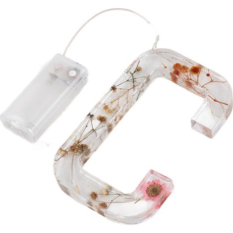 Floral Resin Letter Light Dry Flower and Alphabet Shape LED Night Lamp for Home Holiday Decoration Gift Making C Shape (1/5)