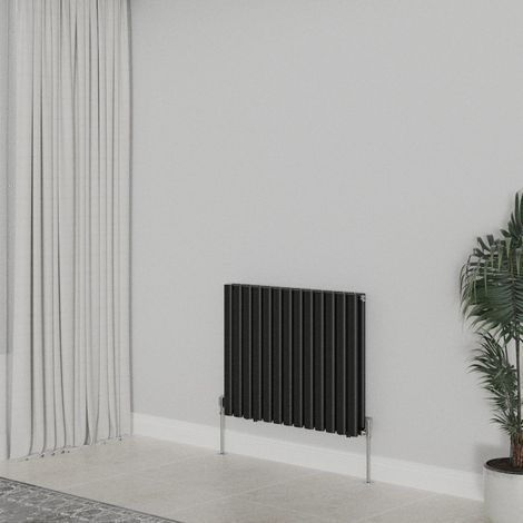 WarmeHaus Horizontal Oval Double Panel Black Radiator 600x767mm (1/5)