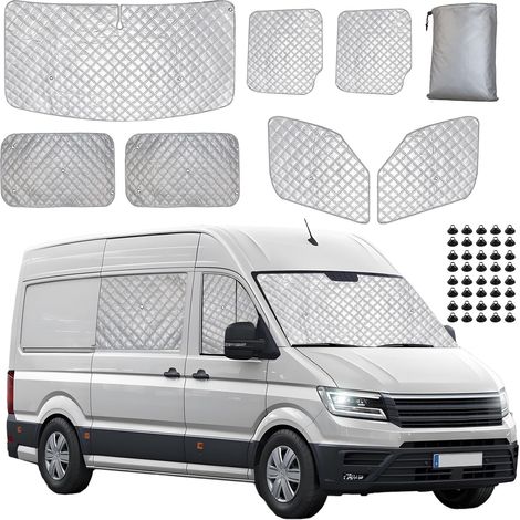 Pare-Soleil de Pare-Brise de Voiture Compatible avec LWB Mercedes Sprinter 2006-2019, Compatible avec LWB VW Crafter, 7 Pcs Couverture de Pare-Soleil de Voiture Interne, Tapis Thermique Voiture (1/5)