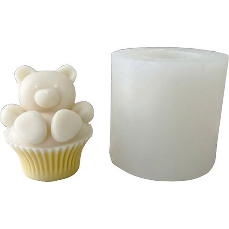 3D Silikon-Muffinform mit Bärenmotiv, Kerzenform, handgefertigt, Partyzubehör, Haushalt (1/5)