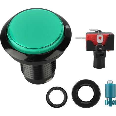 Bouton d'arcade lumineux LED rond vert grand format pour machine de jeux DIY (1/5)