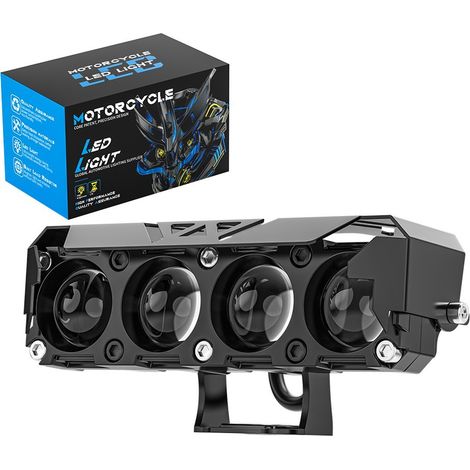 Projecteur LED Moto 4 Yeux, Phare Avant Bi-Couleur Blanc/Jaune, Feux de Route/Croisement, 22W 2200LM CSP 3570, IP67 DC9-80V, Lampe de Tuning pour Moto Vélo Électrique Voiture 4x4 Camion Bateau(4PCS) (1/5)