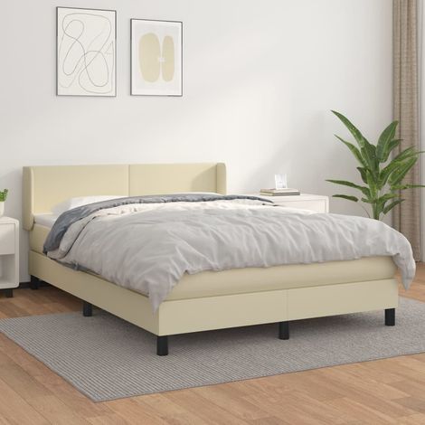 Boxspringbett mit Matratze Creme 140x200 cm Kunstleder