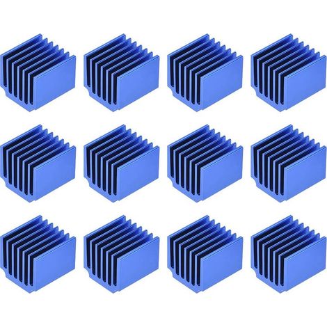 Lot de 12 dissipateurs thermiques à encoche parallèle pour moteur pas à pas, imprimante 3D 15 x 14,5 x 13 mm Bleu (1/4)
