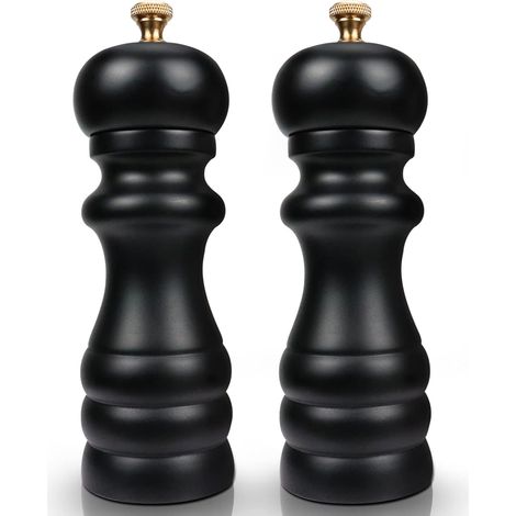 Set de moulins à sel et poivre manuels en bois avec broyeur en céramique réglable, pour poivre, sel, piment et gros sel