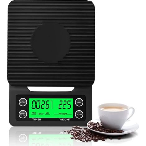 Balance à Café à Goutte-à-Goutte 3 kg/0,1 g avec Minuterie, Balance de Cuisine Numérique Électronique Portable à Haute Précision, Balance Électronique avec Écran LCD (1/5)