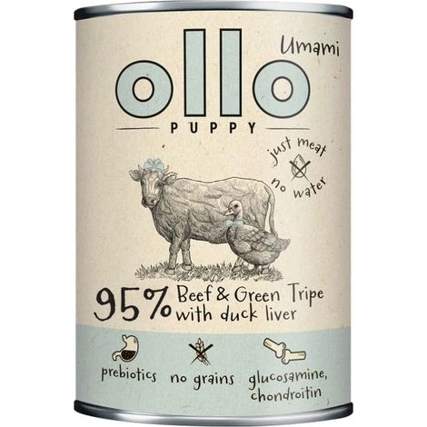 Ollo Puppy Umami Nassfutter für Hunde mit Pansen und Entenleber, 400 g