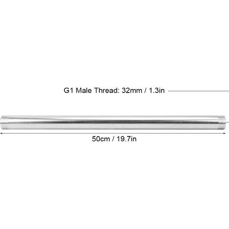 50 cm Edelstahl-Außengewinde-Verbindungsrohr G1/2 - Sanitärsystemzubehör mit hochtemperaturbeständigem, korrosionsbeständigem Außengewinde-Verlängerungsrohr. (1/5)
